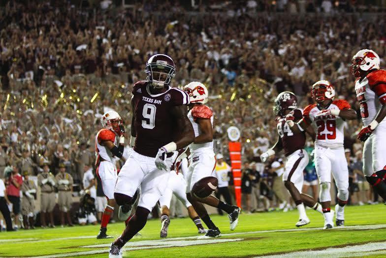 David Cohen — THE BATTALION
Ricky Seals-Jones catches a touchdown in A&M's 73-3 victory over Lamar.