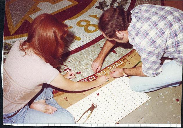 Photo from archives
Class of 1983 creating the mosaic in the Academic Building.