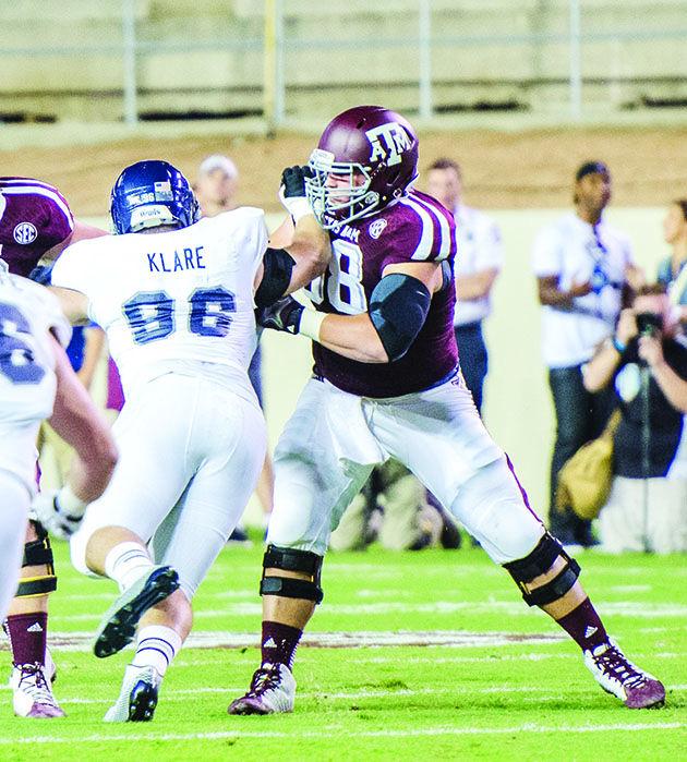 Johnathan Sheen — THE BATTALION
Senior center Ben Compton earned his first start for the Aggies against Rice, helping No. 6 A&M to a 38-10 victory. 