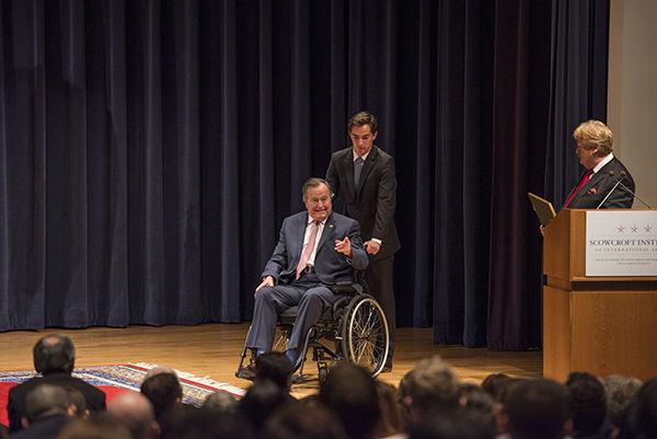 Photo by Tanner Garza
Former President George H.W. Bush receives the Schuman Award on Monday.
 