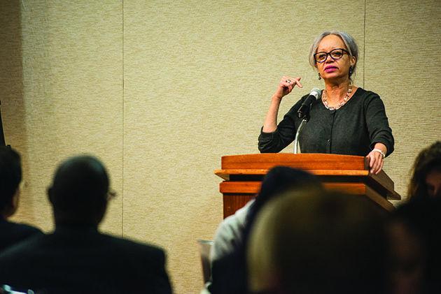 Tanner Garza &#8212; THE BATTALION
Patricia Williams, Collumbia law professor, was the keynote speaker Thursday for the Civil Rights Act of 1964 symposium.