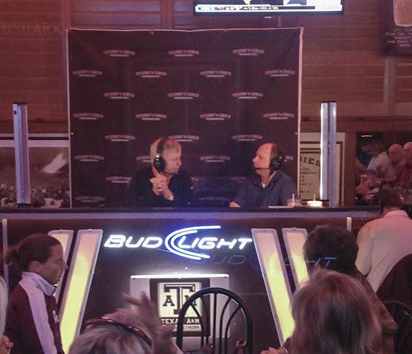 Women’s basketball head coach Gary Blair answers questions at his weekly radio show at Wings ‘N More.
Photo by Cole Stenholm