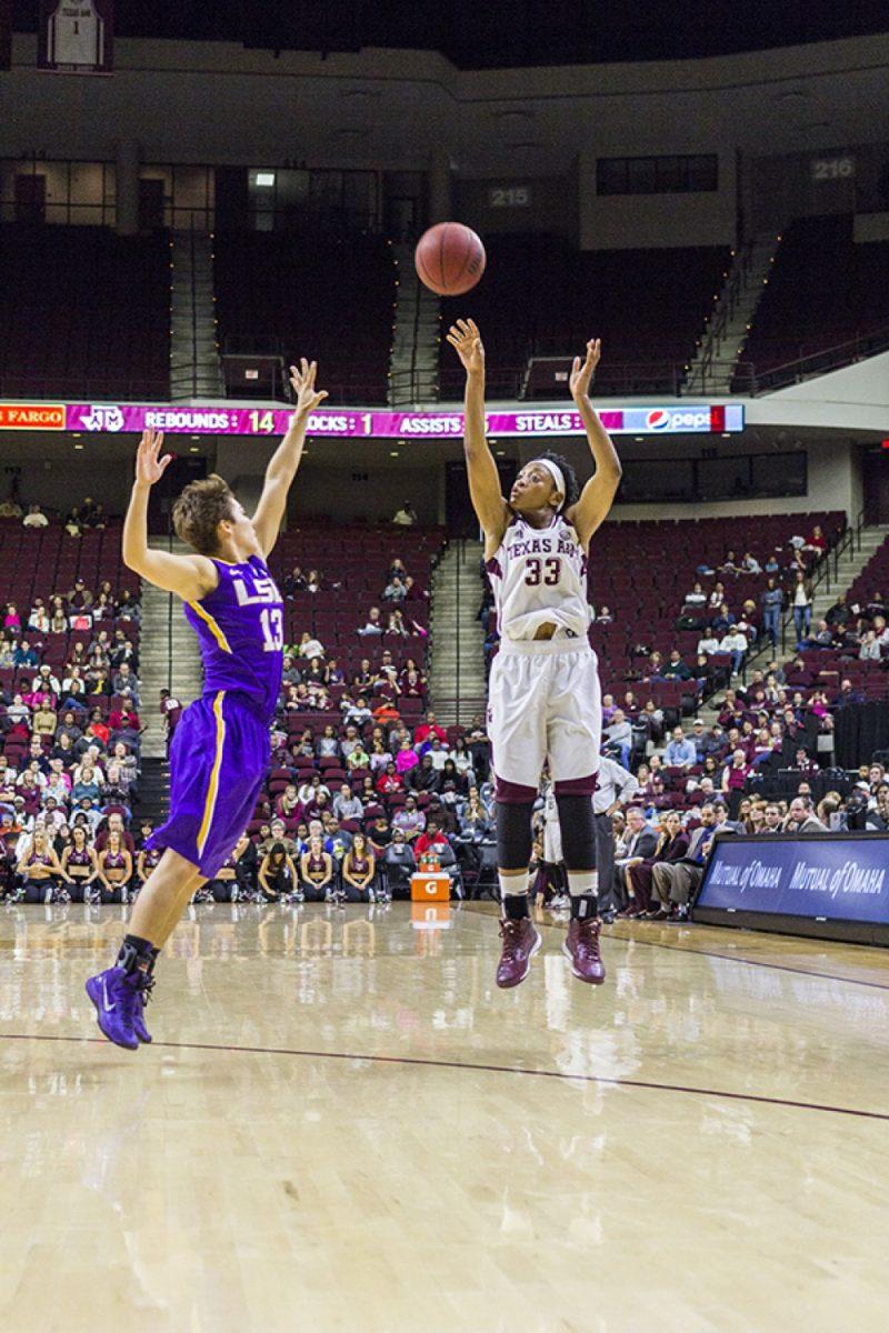 Junior guard Courtney Walker leads the Aggies with 14.7 points per game.