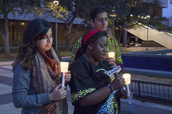 Photo by Shelby Knowles
Students involved in Texas A&M Amnesty International hold a vigil.
 