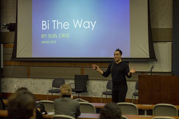 Shelby Knowles –– THE BATTALION
Eliel Cruz relays his vision for a safer environment for bisexuals, gays and lesbians in a seminar entitled Bi The Way