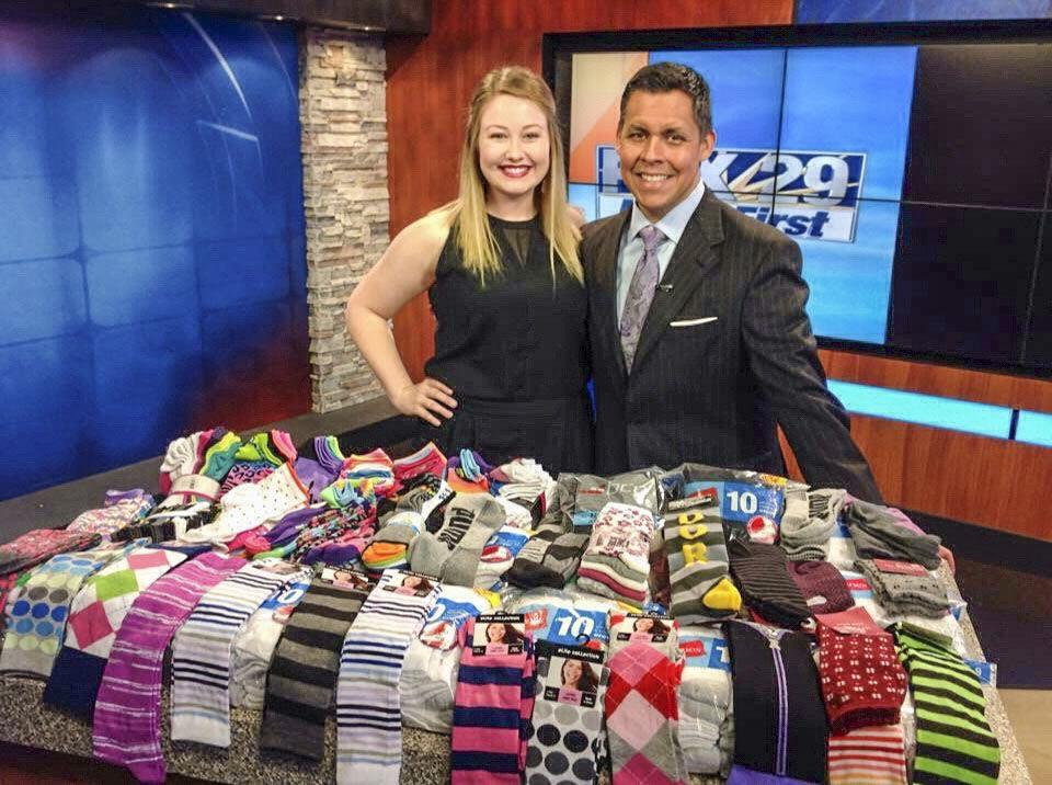 Alex Dempsey, class of 2014, hopes to collect 2,300 pairs of socks to donate to a homeless shelter in San Antonio.
