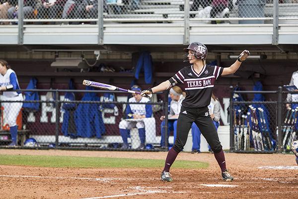  Cody Franklin — THE BATTALIONJunior outfielder Cali Lanphear steps up to the plate against the Kentucky Wildcats during a home game on March 7.