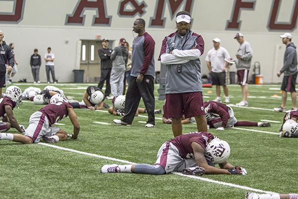 Tim Lai — THE BATTALION
The A&M football team began spring practice Monday.