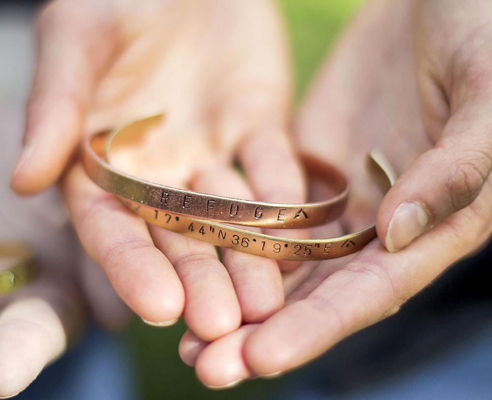 The proceeds from each Refuge bracelet go to a UNICEF fund that provides one month of education for a refugee.