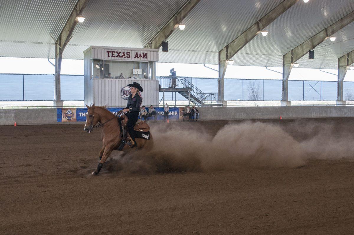 Senior Laura Sumrall scored a point in reining at the Western Equestrian Finals on March 28, 2015.