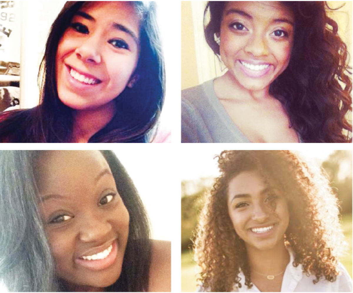 Clockwise from top left: As of Sunday evening, Rene Contreras is in fair condition, Tyra Preston is in stable condition and Corinthia Williams and Alexis Emmou were pronounced dead at the scene.