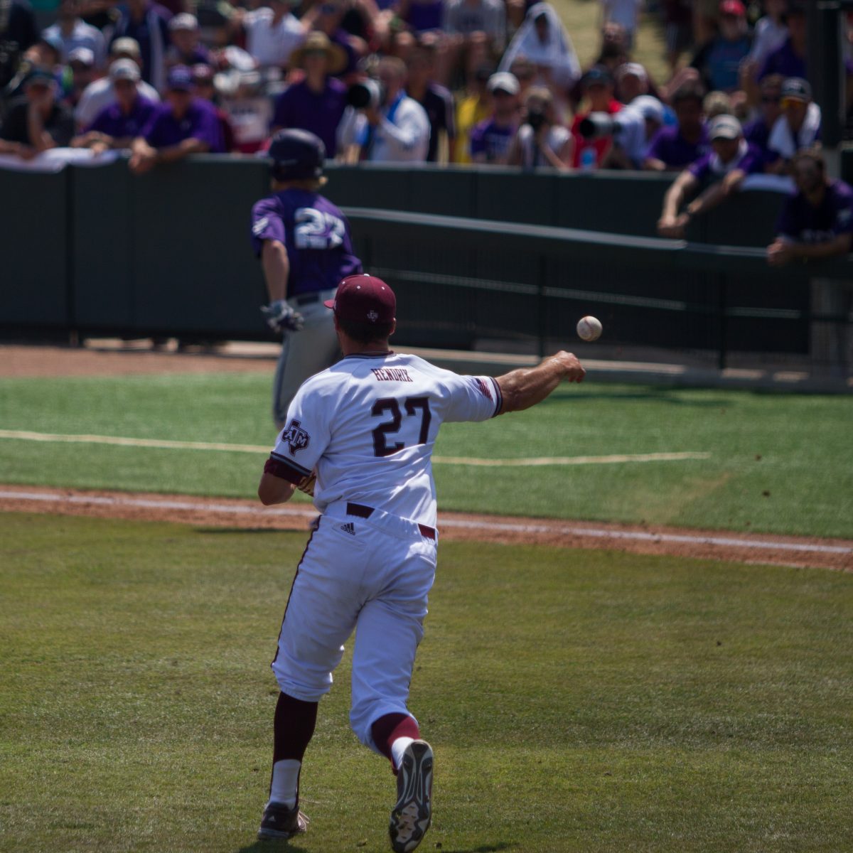 Ryan+Hendrix+throws+to+first+against+TCU+during+the+super+regionals+game+on+Sunday%2C+June+7th.%26%23160%3B