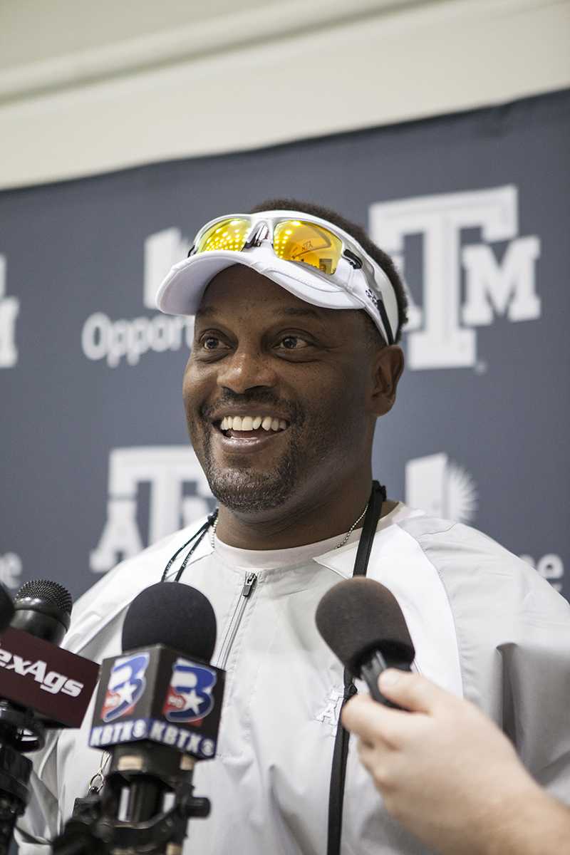 <p>Head coach, Kevin Sumlin, speaking to the media. </p>