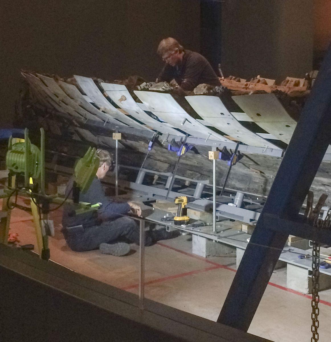 Conservationists set up the La Belle, a 17th century French ship, at the Bob Bullock Texas State History Museum in Austin.