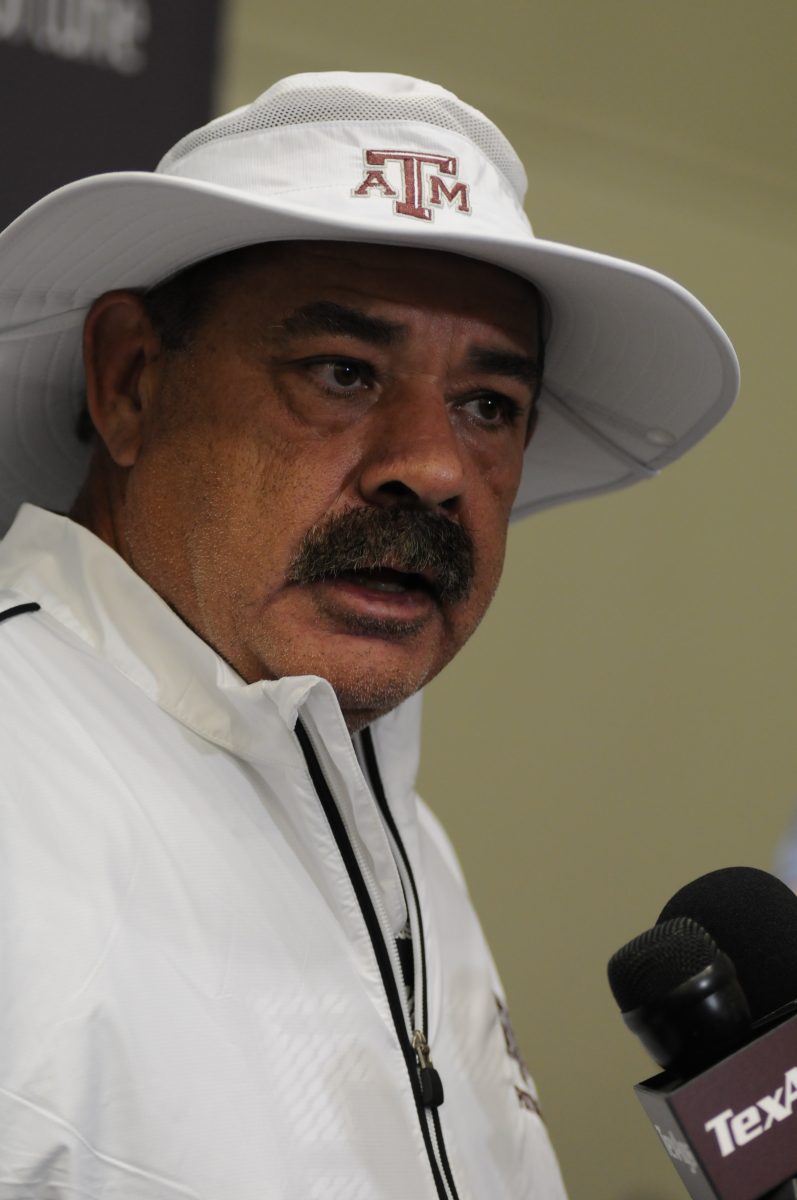 <p>Defensive Coordinator John Chavis answers questions after football practice on Tuesday, August 11th.</p>