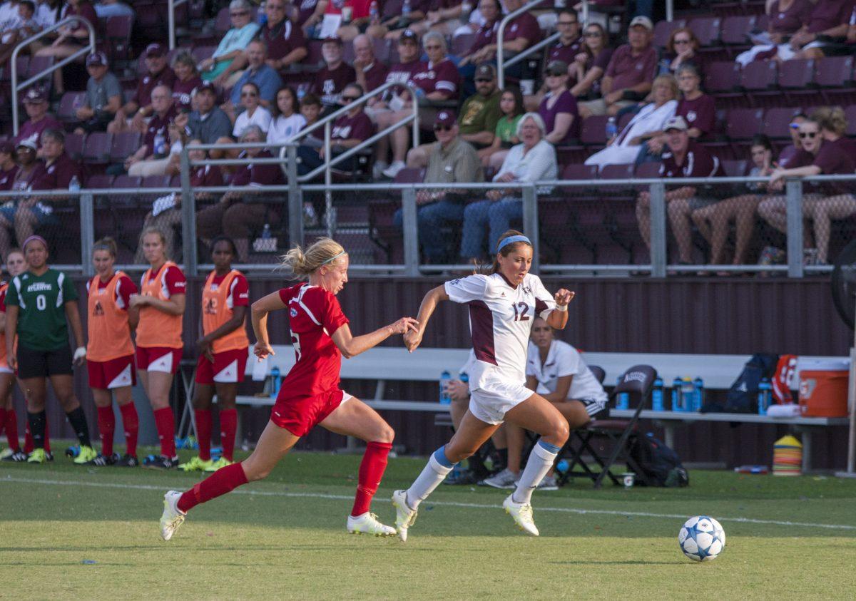 Haley Pounds chases after the ball during the game against FAU on Sunday, August 31st.&#160;