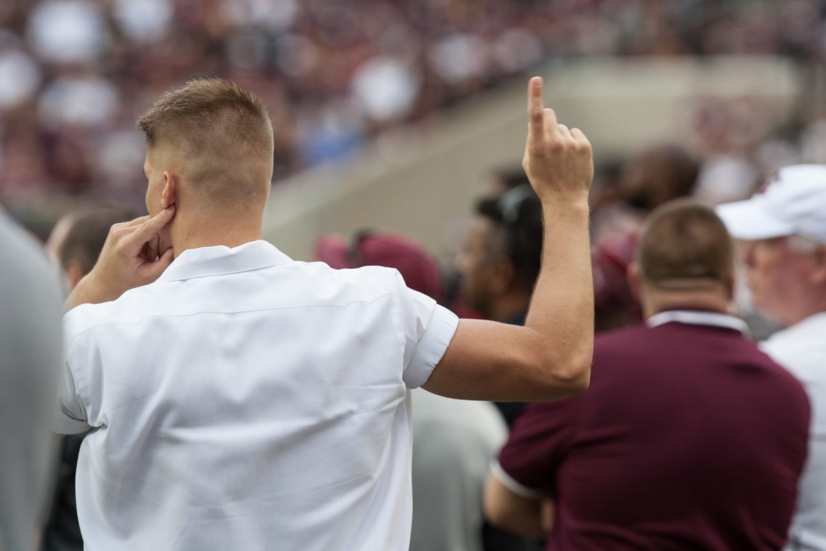 Yell+Leader+Steven+Lanz+gets+the+crowd+energized+during+the+game+against+South+Carolina.