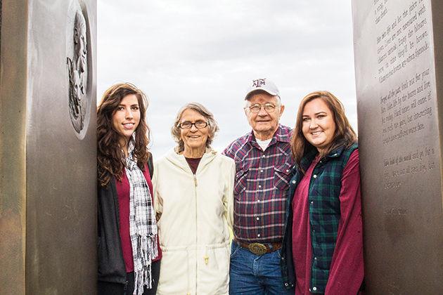 Megan English, Walieta Kimmel, James Kimmel and Sydney Balusek visit the Bonfire Memorial where their family member, Lucas Kimmel, is honored.