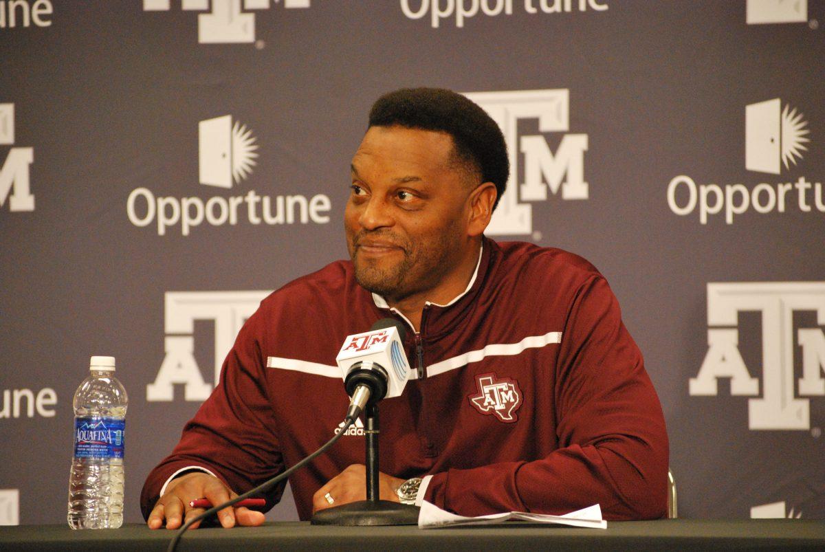 Kevin Sumlin addressing the media on National Signing Day