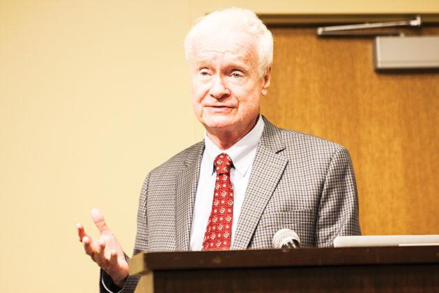 David Hyland, A&M aerospace engineering professor, was one of the panelists who discussed the “new space age” at a panel Wednesday.