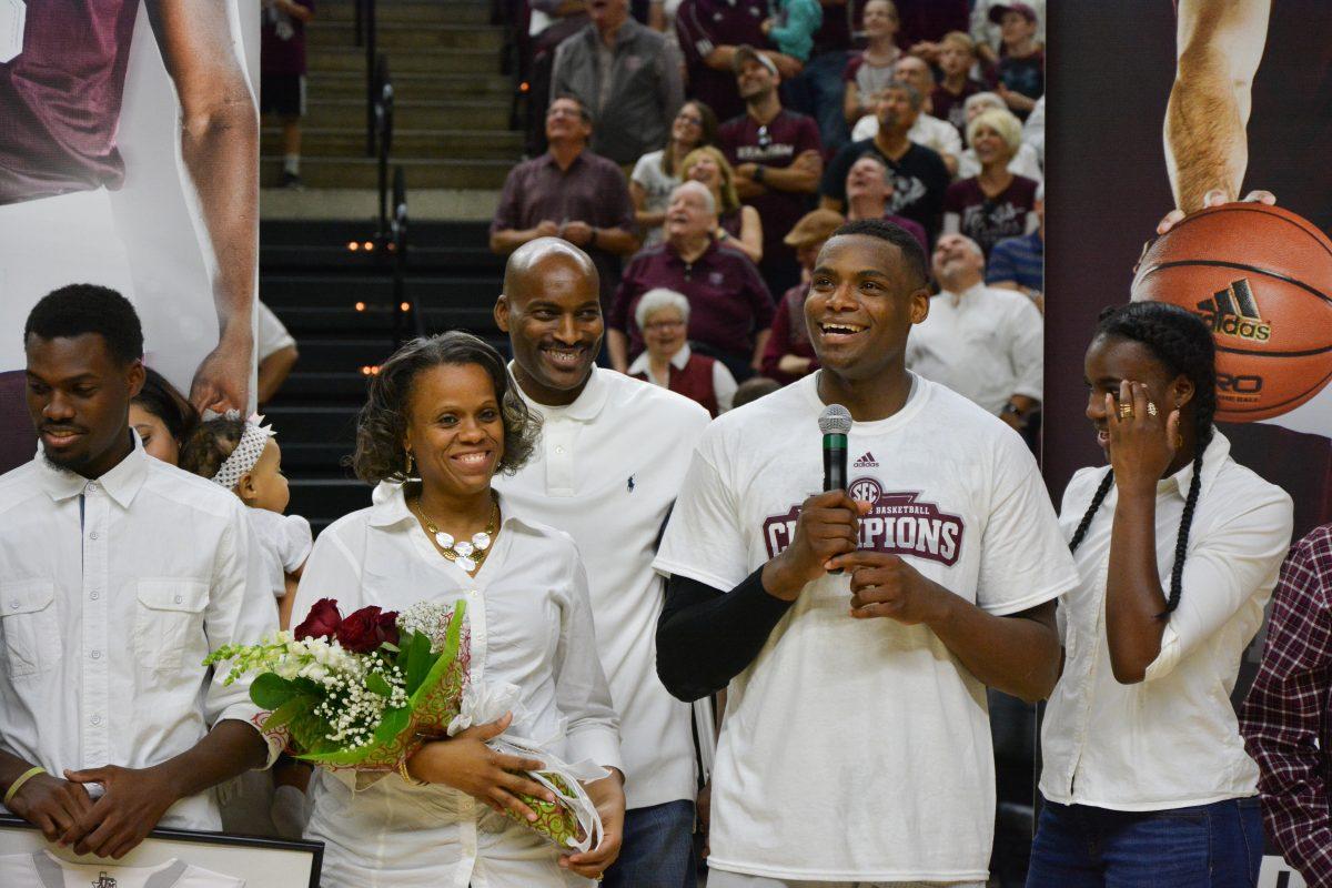 Senior Danuel House speaks to Reed Arena for the last time as a player.