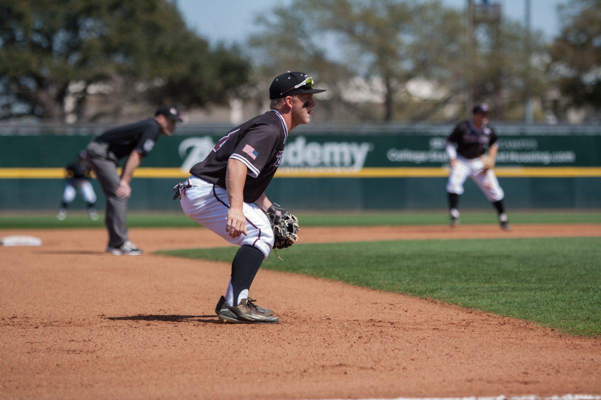 Boomer White played his role in the Aggies dominating victory with an RBI single.