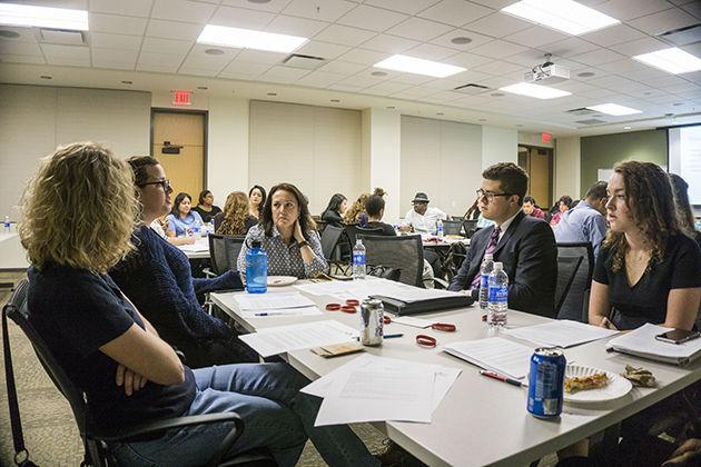 Future SBP, Hannah Wimberly, attends Aggie Agora where they discuss the recent racial events