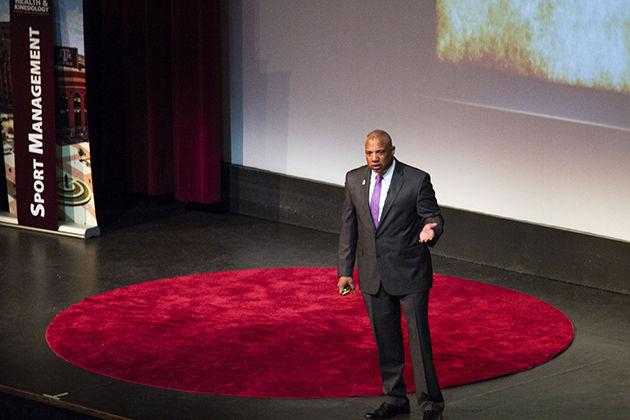 John Register spoke to students about overcoming adversity on Tuesday