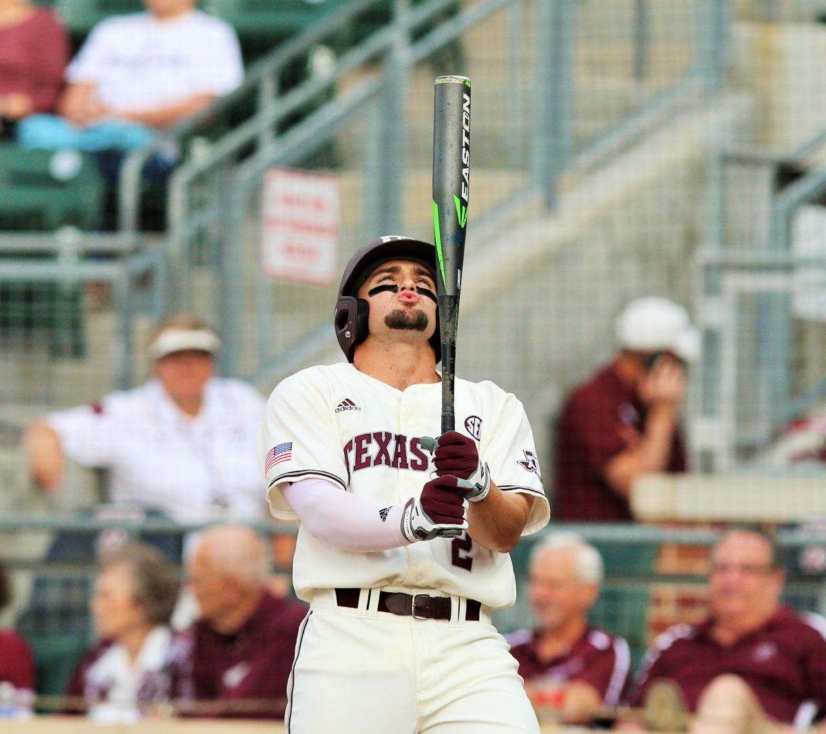 Ryne+Birk+hit+his+fourth+home+run+of+the+season+and+scored+three+runs+for+the+Aggies+in+their+sweep+of+Georgia.