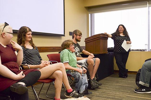 Five students with various disabilities such as blindness, spinal muscular atrophy and oculocutaneous albinism talked about their daily lives and answered questions from audience members in Rudder Tower.