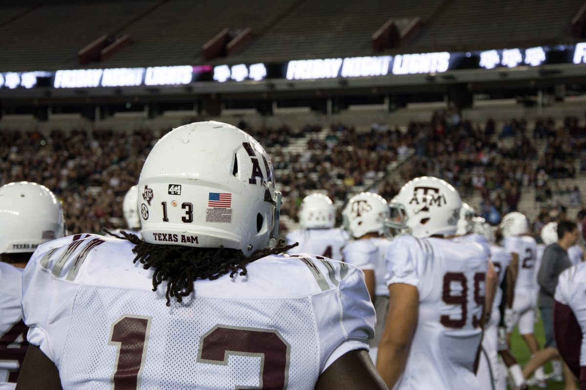 On Friday night, the football team held a light practice and scrimmage in Kyle Field.