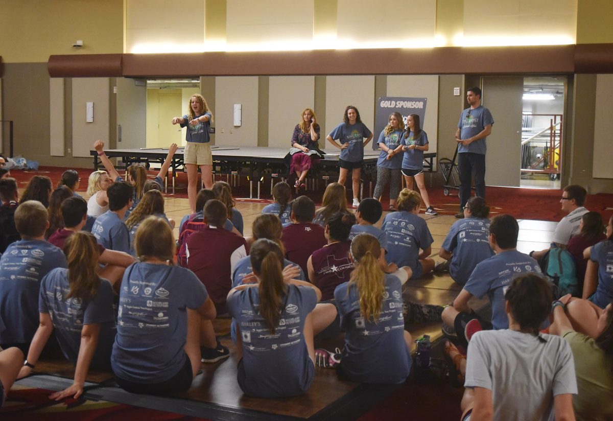 Before the setup began, a large meeting was held in Bethancourt Ballroom to address which groups of people need to go where.&#160;