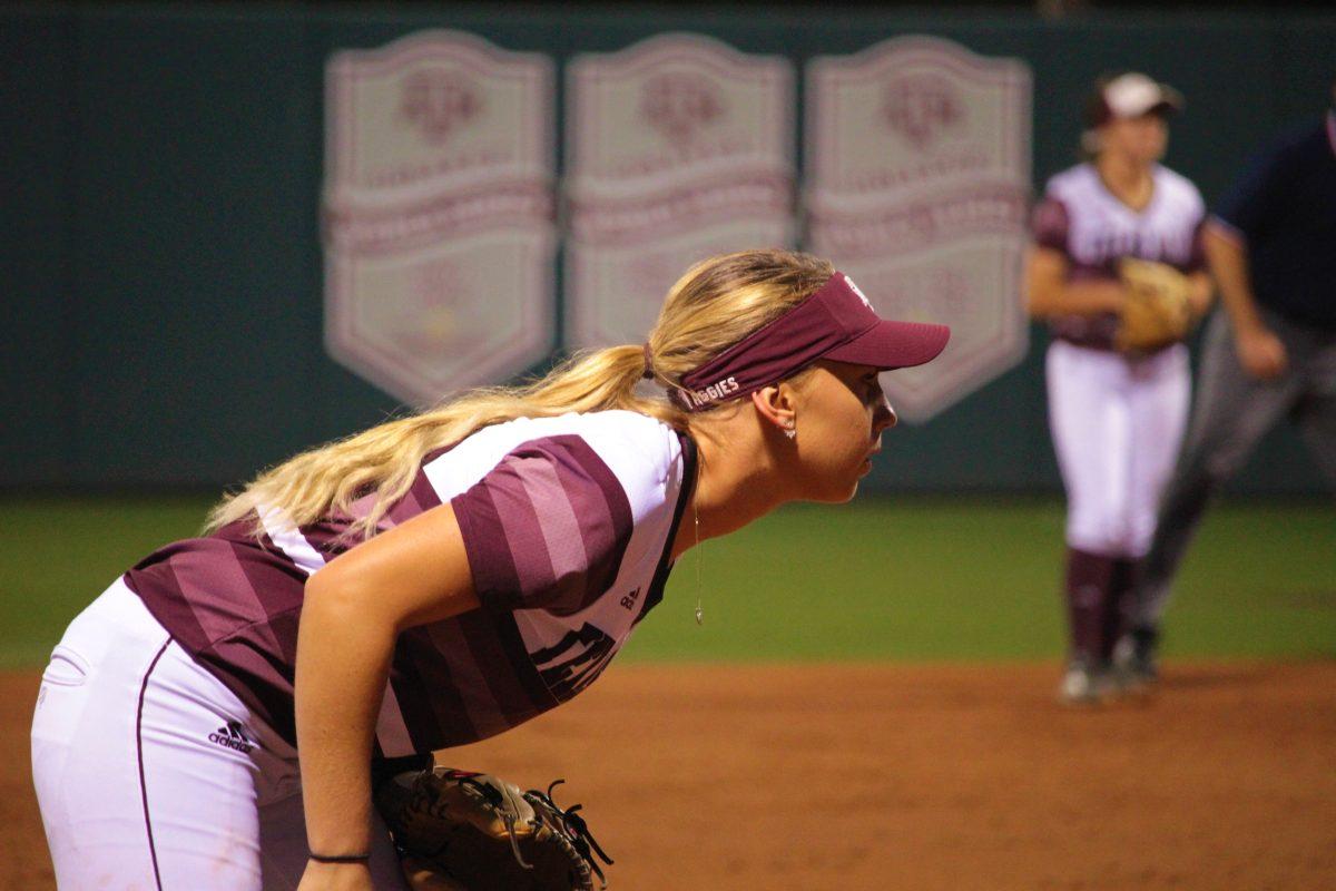 Freshman third baseman Riley Sartain watches vigilantly as the Gators step up to bat.