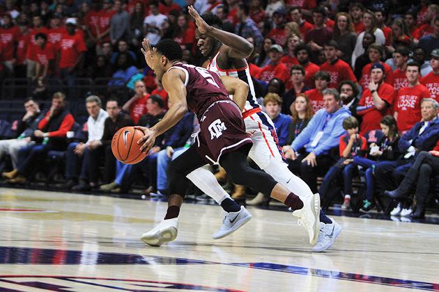 Senior guard JC Hampton scored six points and dished out four assists in the Aggies 80-76 win over Ole Miss.