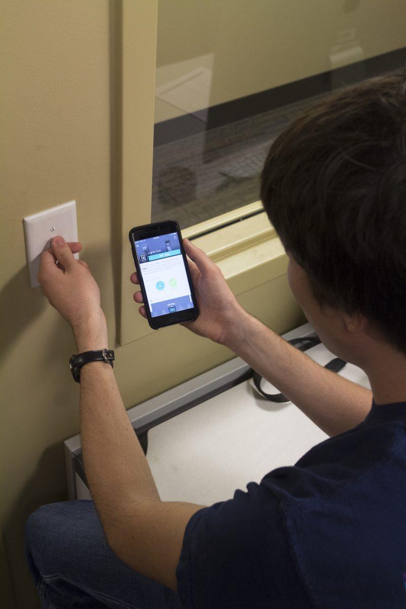 The Eco Aggies app challenges students to perform simple sustainability tasks such as turning off the lights when they leave a room.