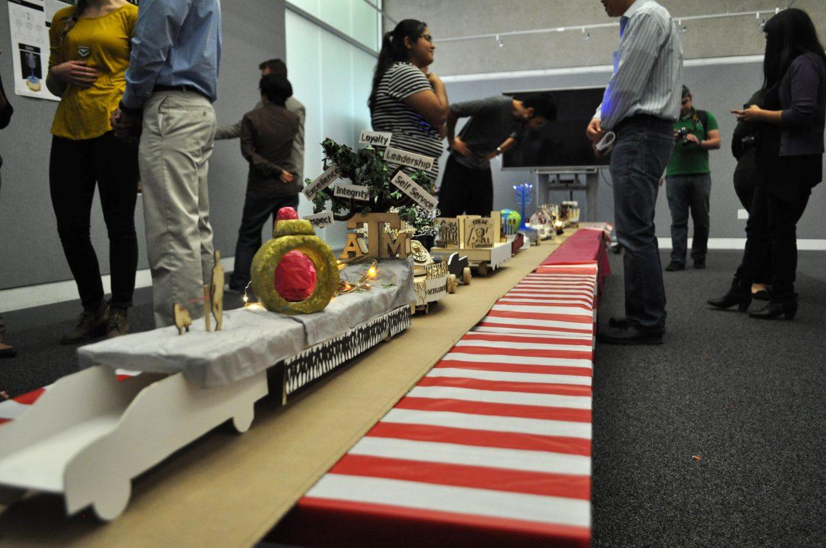 Students exhibit their floats