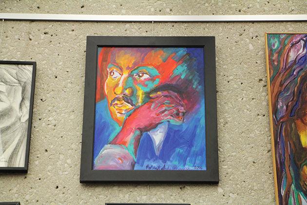 Paintings by retired professor Robert Schiffhauer featuring black leaders are on display on campus at Langford.