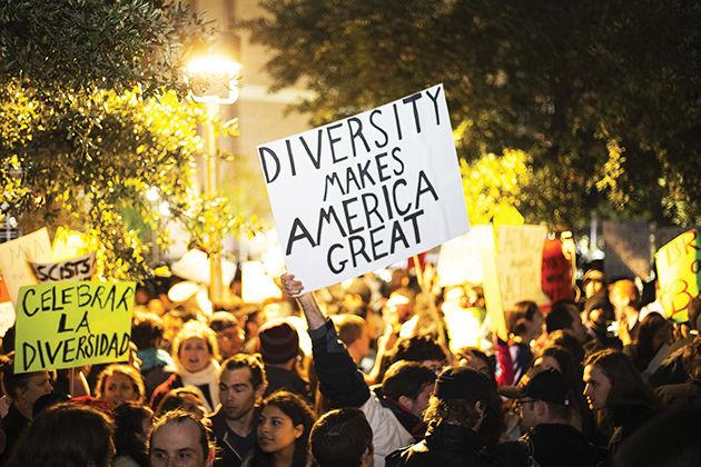 In response to the Dec. 6 campus visit of white supremacist Richard Spencer, hundreds of students protested in Rudder Plaza and the MSC.