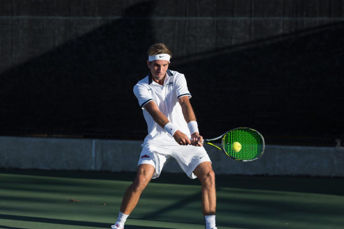 Ole Miss Senior&#160;Ricardo Jorge&#160;hits the ball.&#160;