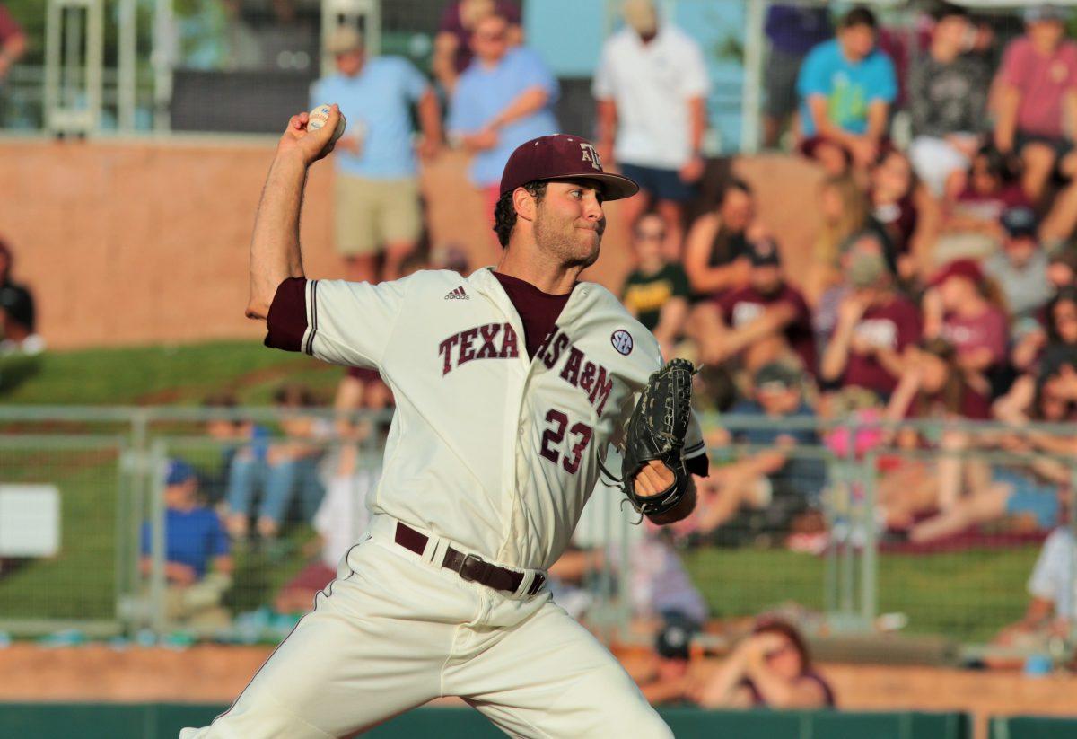 Turner+Larkins+pitched+four+innings+in+the+Aggies+5-2+win+over+A%26amp%3BM+Corpus+Christi+Tuesday+evening.%26%23160%3B