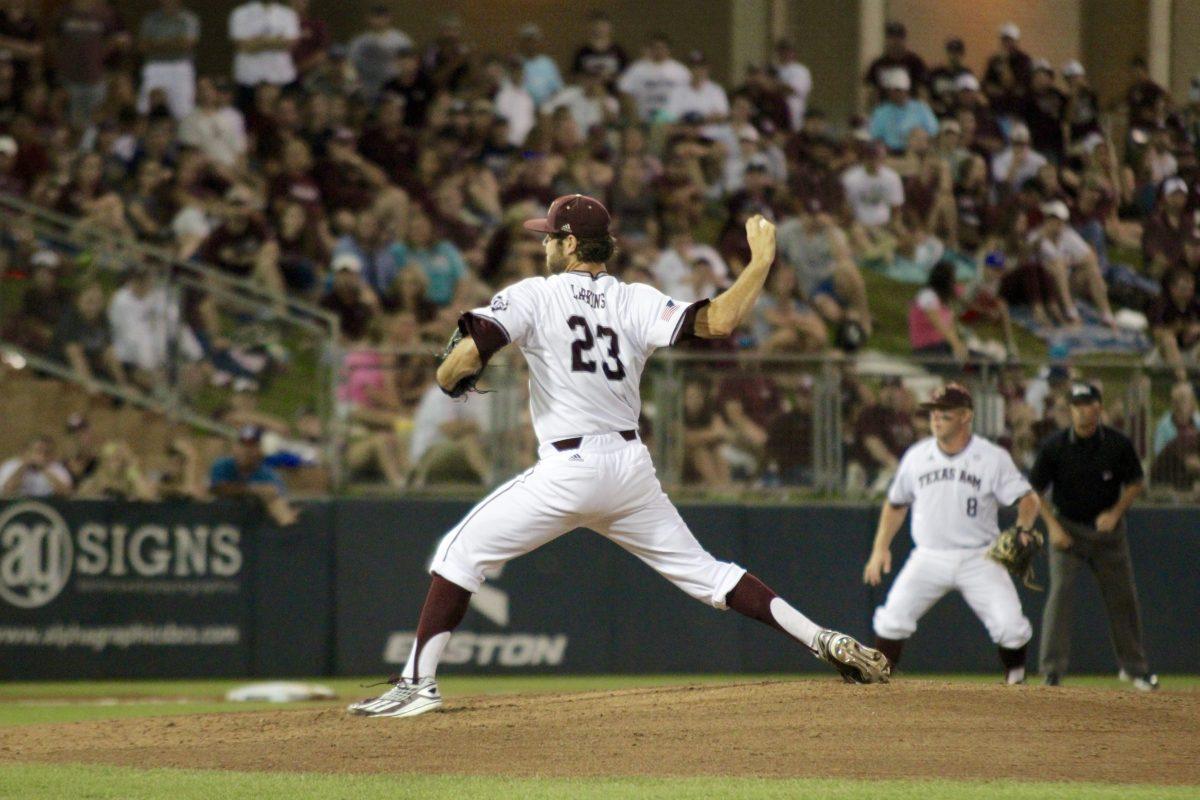 Turner Larkins allowed one earned run in four innings pitched for the Aggies Tuesday against UTA.&#160;