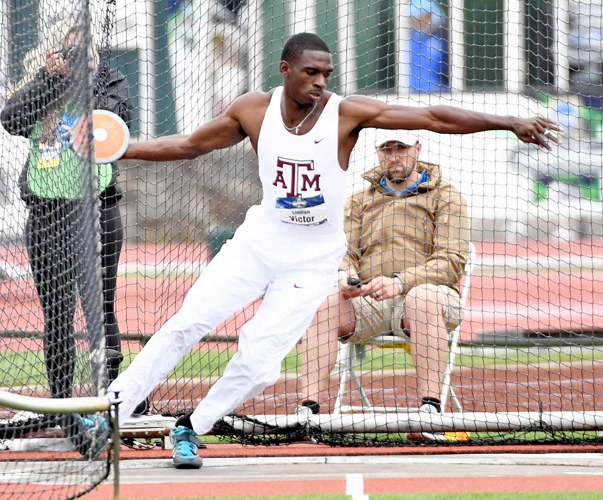 Senior+Lindon+Victor+added+940+points+in+his+decathlon+total+at+the+NCAA+Championships+Thursday+after+a+throw+of+174-11.