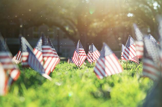 A flag for each victim of the 9/11 terror attacks was placed on the lawn of Academic Plaza on September 11, 2016.