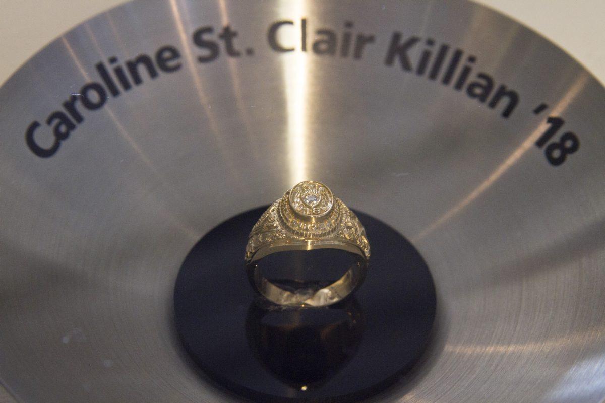 In+a+ceremony+on+Sept.+5%2C+the+Killian+family+donated+Carolines+ring+to+the+Association+of+Former+Students.