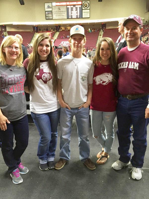 Senior Gracie Mock and her family attended the A&M-Arkansas mens basketball game in January 2016 after her sister was accepted to the University of Arkansas.