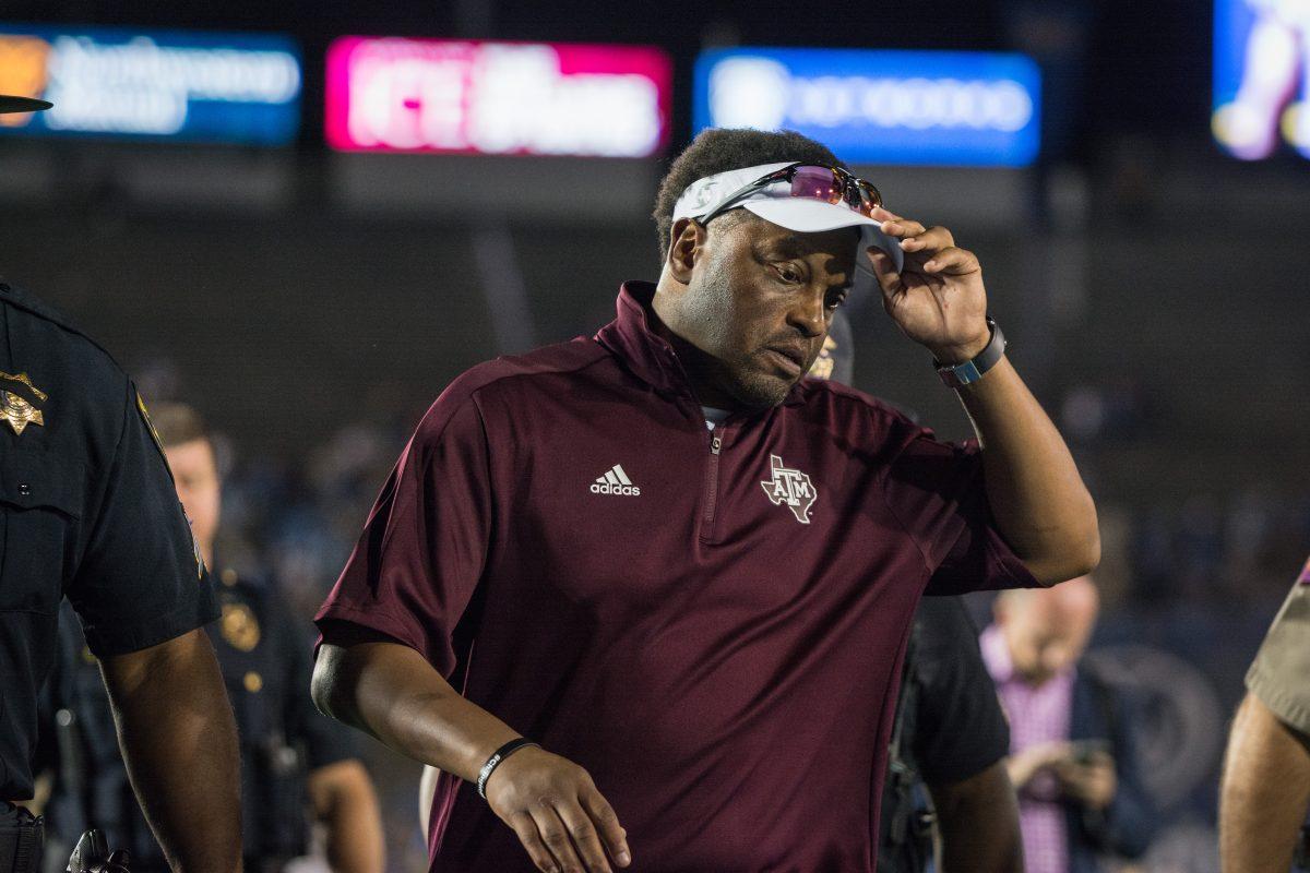 Kevin+Sumlin+walks+off+the+field+with+a+loss+after+being+up+34+points+late+in+the+third+quarter.