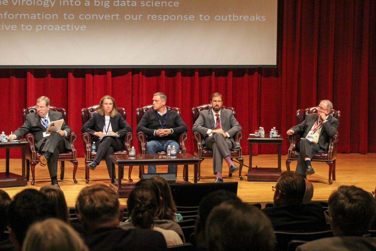 Experts+spoke+about+preparedness+and+response+to+pandemics+at+Scowcroft+Institute+of+International+Affairs+at+the+Bush+School+on+Oct.+17.
