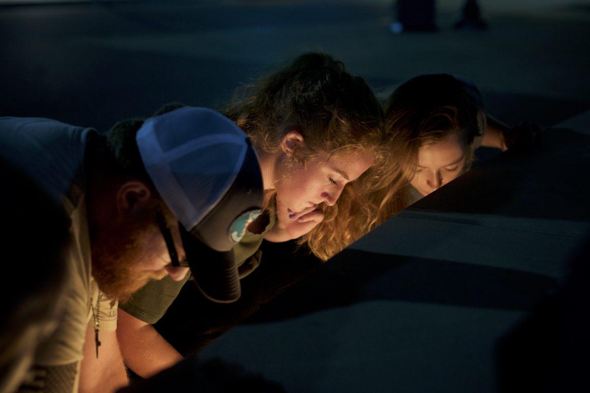 Aggies pray over the victims who lost their lives in the Las Vegas shooting.&#160;