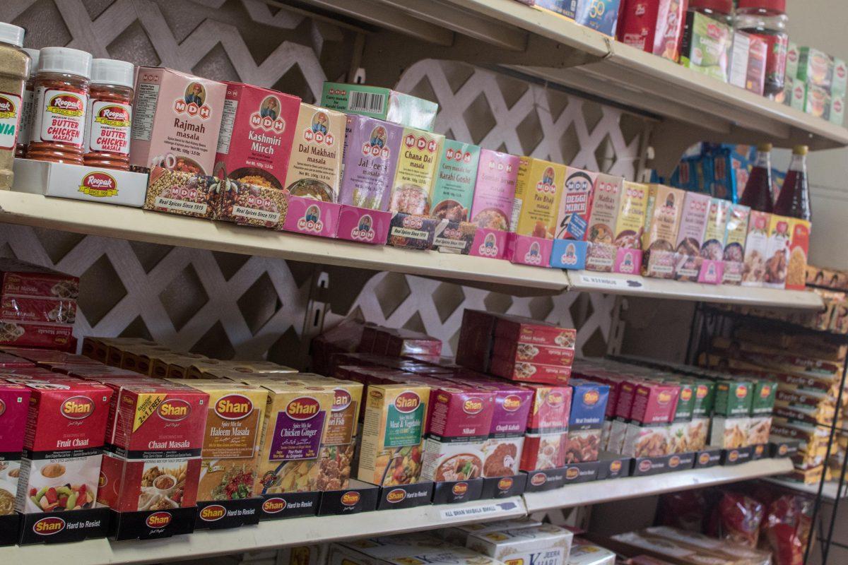 Shelves of the Indian Mart in the Shell Gas Station on University Drive.&#160;