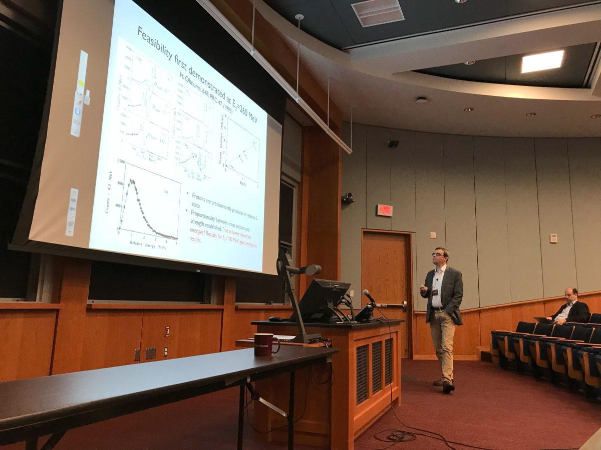 Professor+Remco+Zegers+from+Michigan+state+discusses+nuclear+astrophysics+during+the+Cyclotron+Institute+50th+Symposium+and+Celebration.